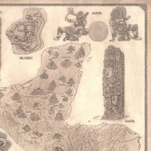 Load image into Gallery viewer, fine detail of maya decoraton and temples on map