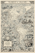Load image into Gallery viewer, The Americas by king of maps with redrawings of classic images from the guttierez map of 1562
