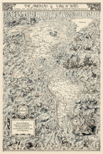 Load image into Gallery viewer, The Americas by king of maps with redrawings of classic images from the guttierez map of 1562
