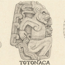 Load image into Gallery viewer, Totonaca axe dot drawing design with Jaguar relief on totonacan axe head