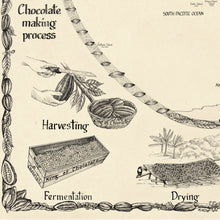 Load image into Gallery viewer, Chocolate production bean to bar process the start of the hand drawn images.