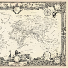 Load image into Gallery viewer, Africa,Asia, Africa and animals of the region surrounding hand drawn map of the continent.