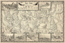 Load image into Gallery viewer, Inca trail route to Machu Picchu. Full altimeter of route and ruins along the way to sun gate of Machu Picchu entrance Creamcolor