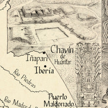Load image into Gallery viewer, PERU CULTURES MAP - Caral to Machu Picchu seven wonders of Peru map.
