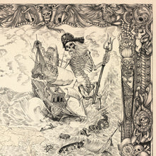 Load image into Gallery viewer, Skeleton of the deep sea with Neptune and his trident in top corner of the map