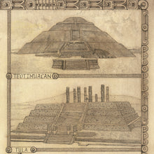 Load image into Gallery viewer, Teotihuacán and Tula hand drawn by king of maps corner of Mesoamérica map brown color

