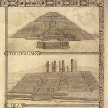 Load image into Gallery viewer, Teotihuacán and Tula hand drawn by king of maps corner of Mesoamérica map brown color