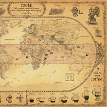 Load image into Gallery viewer, Coffee world map right hand side. hand drawn by King of Maps
