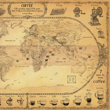 Load image into Gallery viewer, Coffee world map right hand side. hand drawn by King of Maps