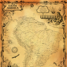 Load image into Gallery viewer, South America map , hand-drawn map featuring Colombia , Peru , Brazil