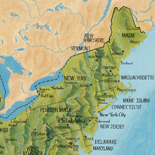 Load image into Gallery viewer, North east USA painted by king of Maps