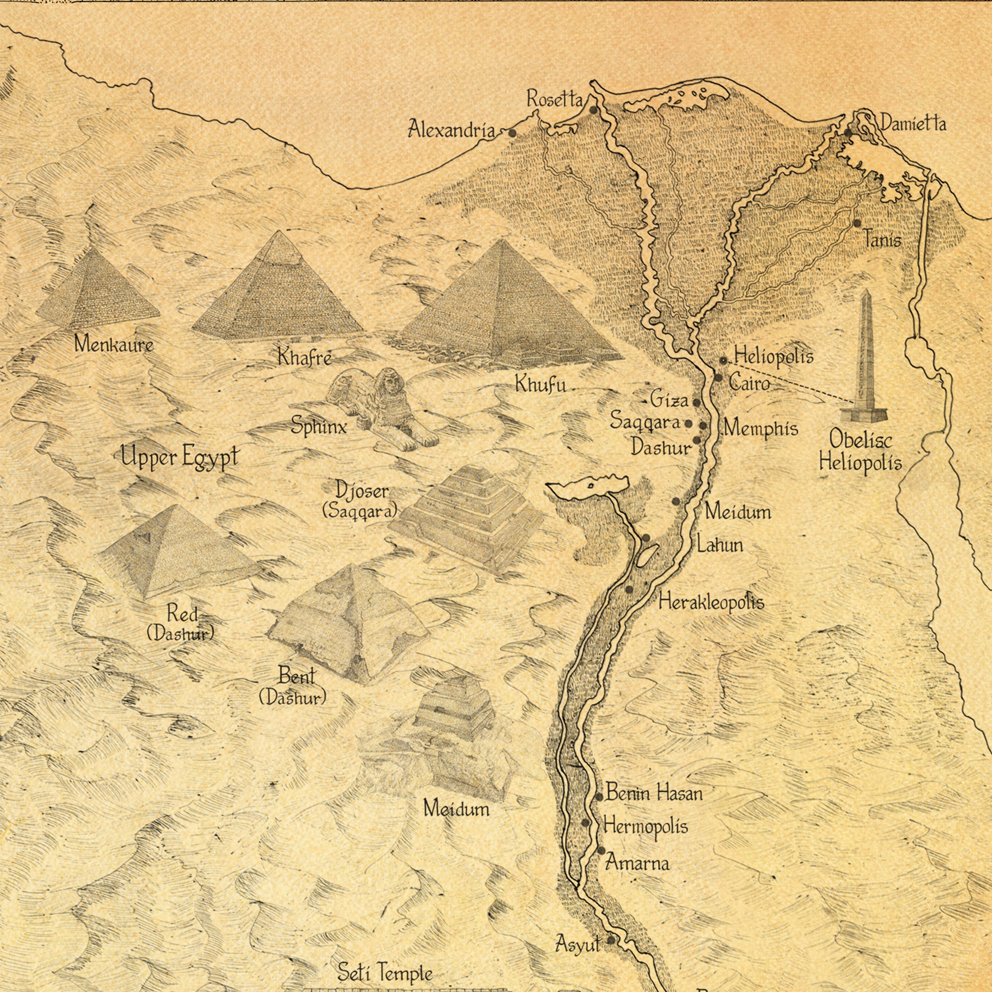 All Pyramids Map EGYPT - Gods Pyramids and temples – King of Maps