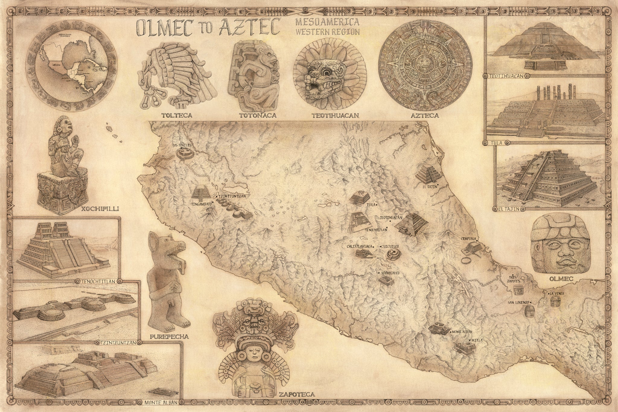 Aztec Empire Tenochtitlan Map