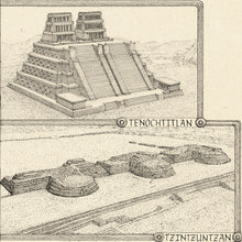 Load image into Gallery viewer, Tenochtitlán and Tzintzuntzan hand drawn temple of these famous ruins
