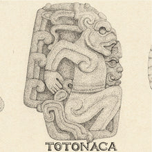 Load image into Gallery viewer, Totonaca axe dot drawing design with Jaguar relief on totonacan axe head
