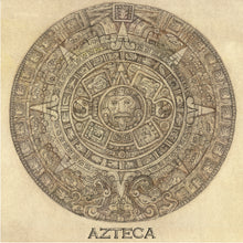Load image into Gallery viewer, Aztec sun Disk dot technique drawing of sun disk housed in Mexica museum of anthropology
