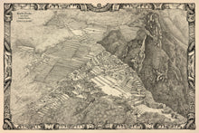 Load image into Gallery viewer, The view of Machu Picchu as seen from the trek to Huayna Picchu and looking back on Machu Picchu. King of maps original with Cream color background
