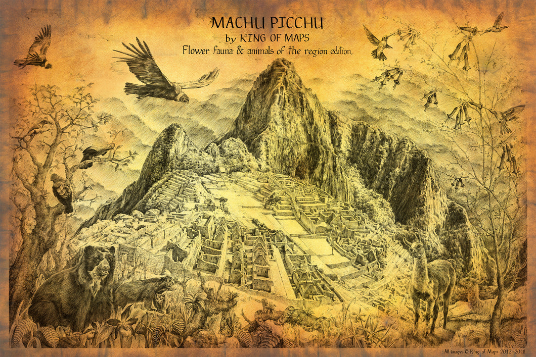 MACHU PICCHU WILDLIFE MAP - flower fauna and animals of the Machu Picchu region.