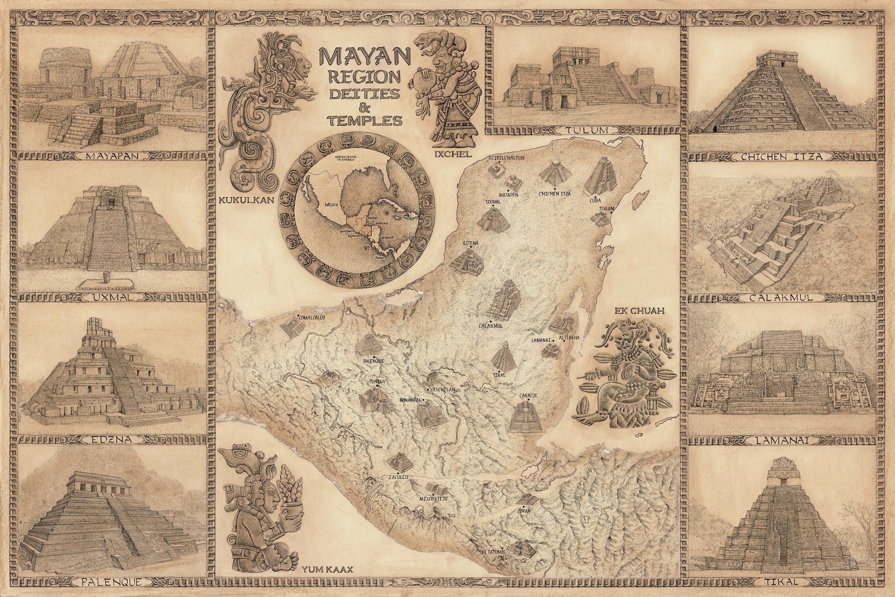 Mayan Pyramids Map