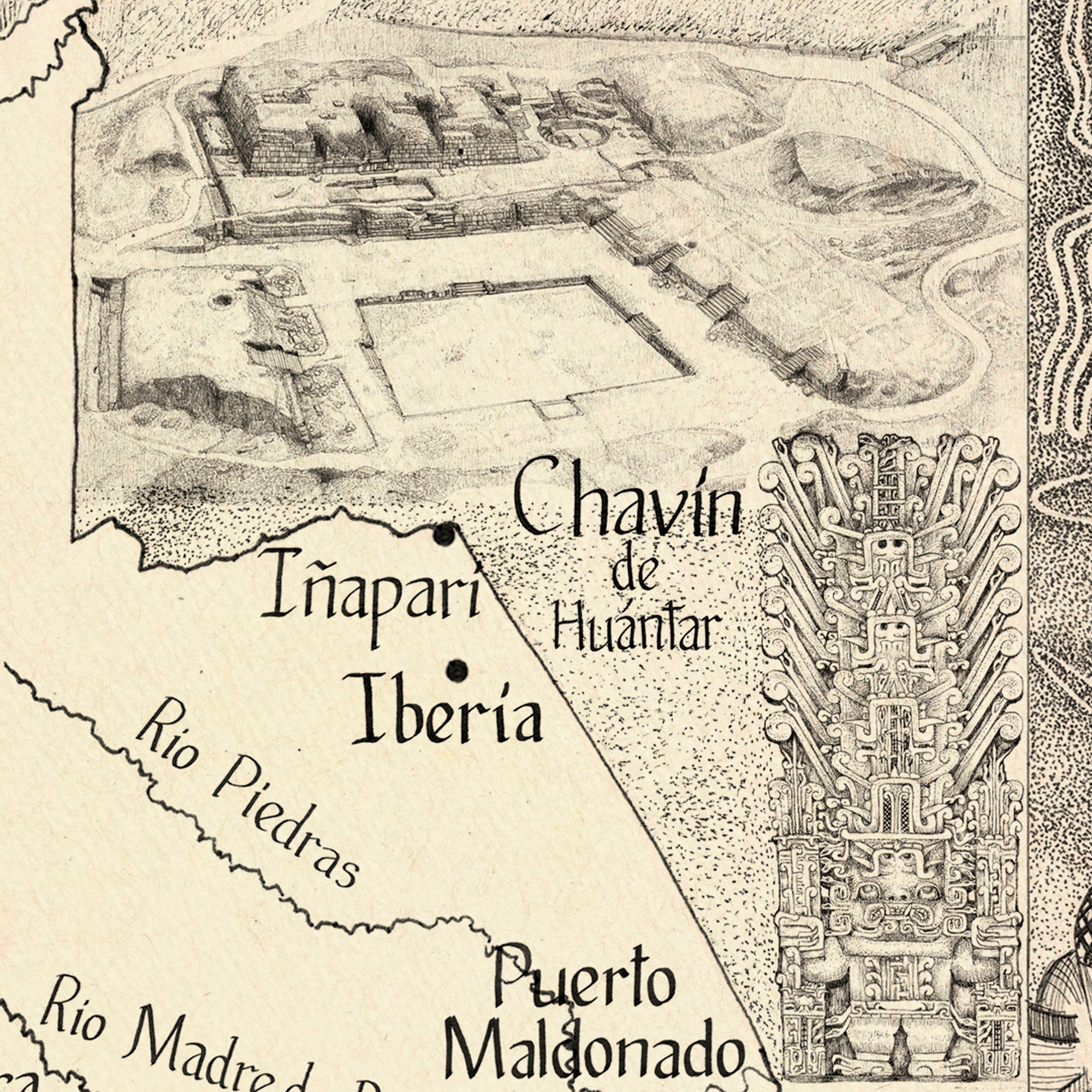 Chavin Influence Map PERU CULTURES MAP - Caral to Machu Picchu seven wonders of Peru map ...
