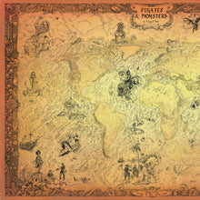 Load image into Gallery viewer, Pirate Map of the seven seas West side of the world map hand drawn map
