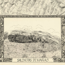 Load image into Gallery viewer, Salineras de Maras drawn by king of maps decorating the sacred valley map of Machu Picchu to Cusco map
