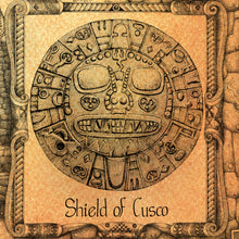 Load image into Gallery viewer, The gold disk that represented Cusco in the times of the inkas is hand-drawn here in the inset of our Cusco map
