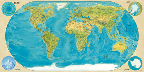 World map painted by king of maps with calligraphy layer added on top by king of maps