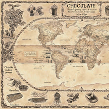 Load image into Gallery viewer,  World Map chocolate edition- Chocolate making process Chocolate growing region of the planet
