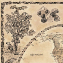 Load image into Gallery viewer, Cacao tree hand-drawn from our world of chocolate map  brown
