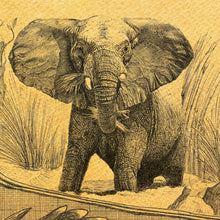 Load image into Gallery viewer, Elephant lovingly hand-drawn for our world wildlife map 
