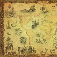 Load image into Gallery viewer, Skeleton Pirate map west side hand drawn by king of maps
