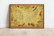 Load image into Gallery viewer, USA WILDLIFE MAP - Hand-drawn map of the USA and its wildlife
